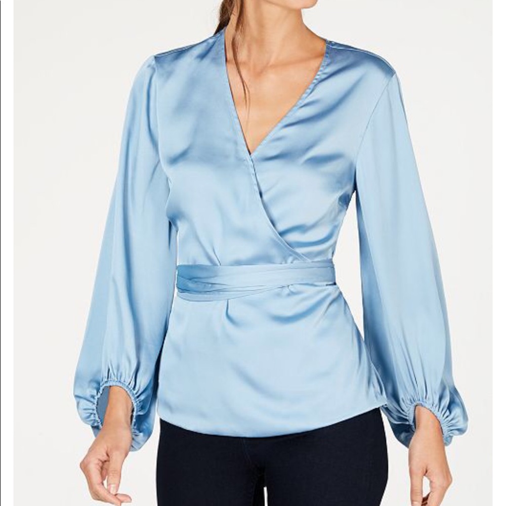 INC BLUE WRAP TOP SZ LARGE